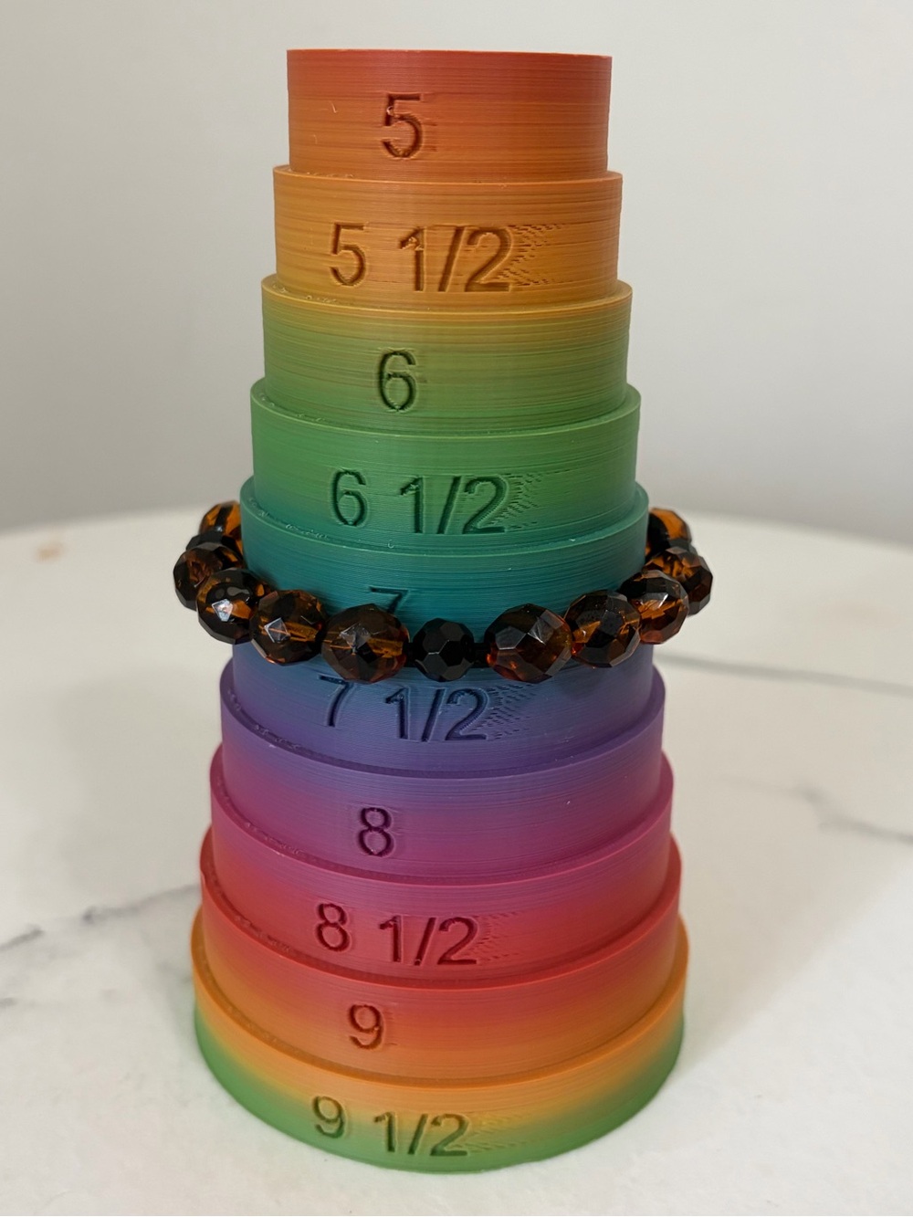 Orange and Black Glass Stretch Bracelet - Picture 5 of 5